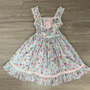 Blue Floral Lace-Trim Sundress